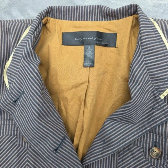 Apostrophe Womens Belted Black Stripe Jacket With Pockets Tie Size 12 Academia - Picture 2 of 5